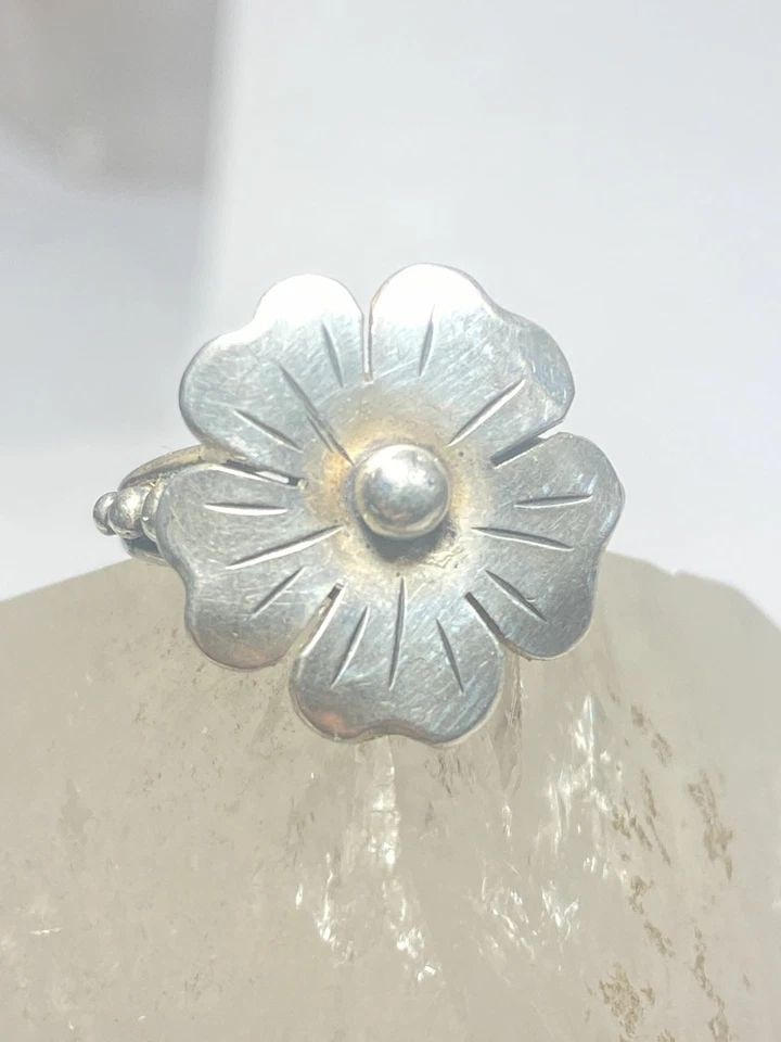 FLOWER RING FLORAL BAND SOUTHWEST STERLING SILVER WOMEN GIRLS SIGNED BL (1 of 2)