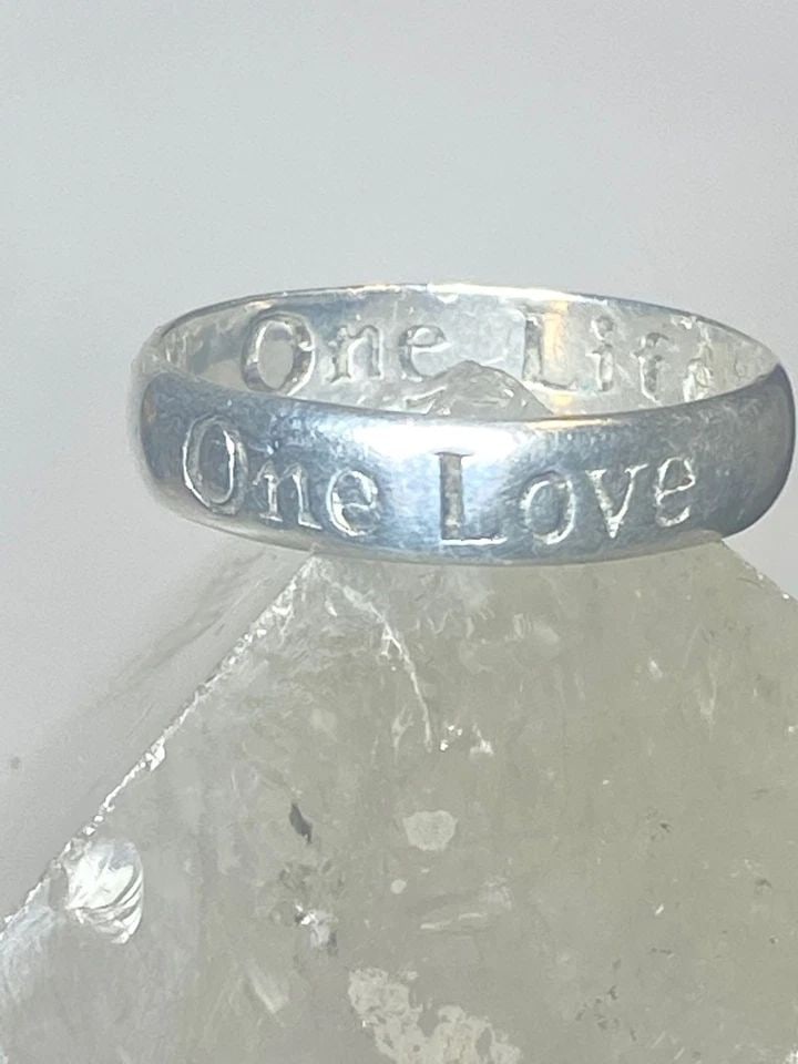 ONE LOVE ONE LIFE RING SIZE 9.25 BAND WORDS STERLING SILVER (1 of 2)