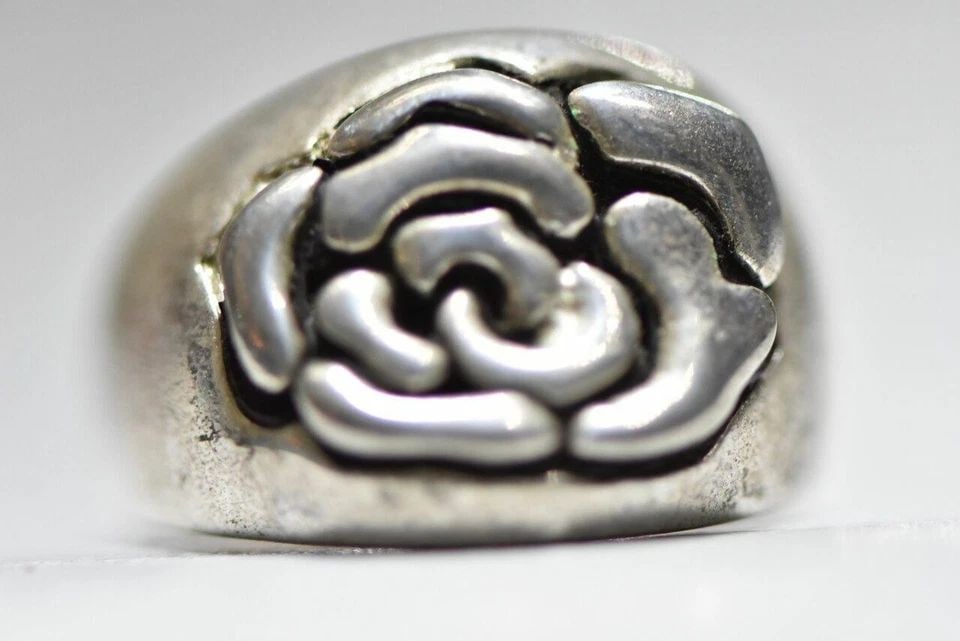 ROSE RING CHUNKY DOME BAND STERLING SILVER WOMEN GIRLS SIZE 7.75 (1 of 1)