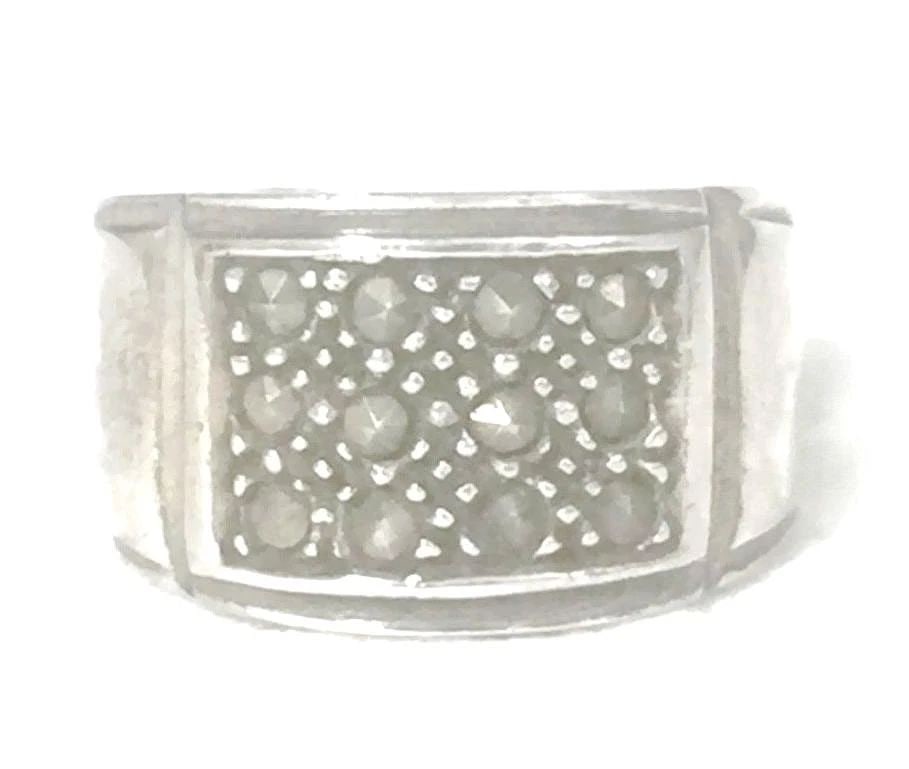 VINTAGE WIDE MARCASITE STERLING SILVER RING BAND BOHO SIZE 6.50 (1 of 1)