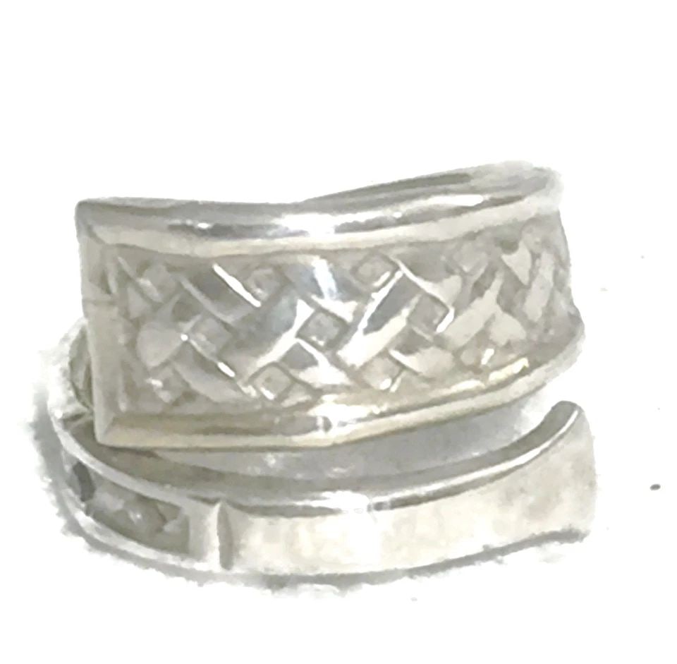 VINTAGE SPOON WOVEN STERLING SILVER RING WOMEN PINKY BAND SIZE 5.50 (1 of 2)