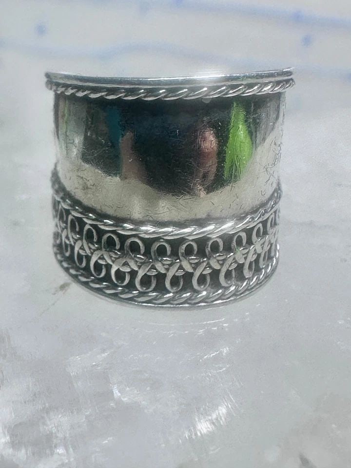 CIGAR BAND WIDE RING BAND SIZE 5 STERLING SILVER WOMEN GIRLS (1 of 1)