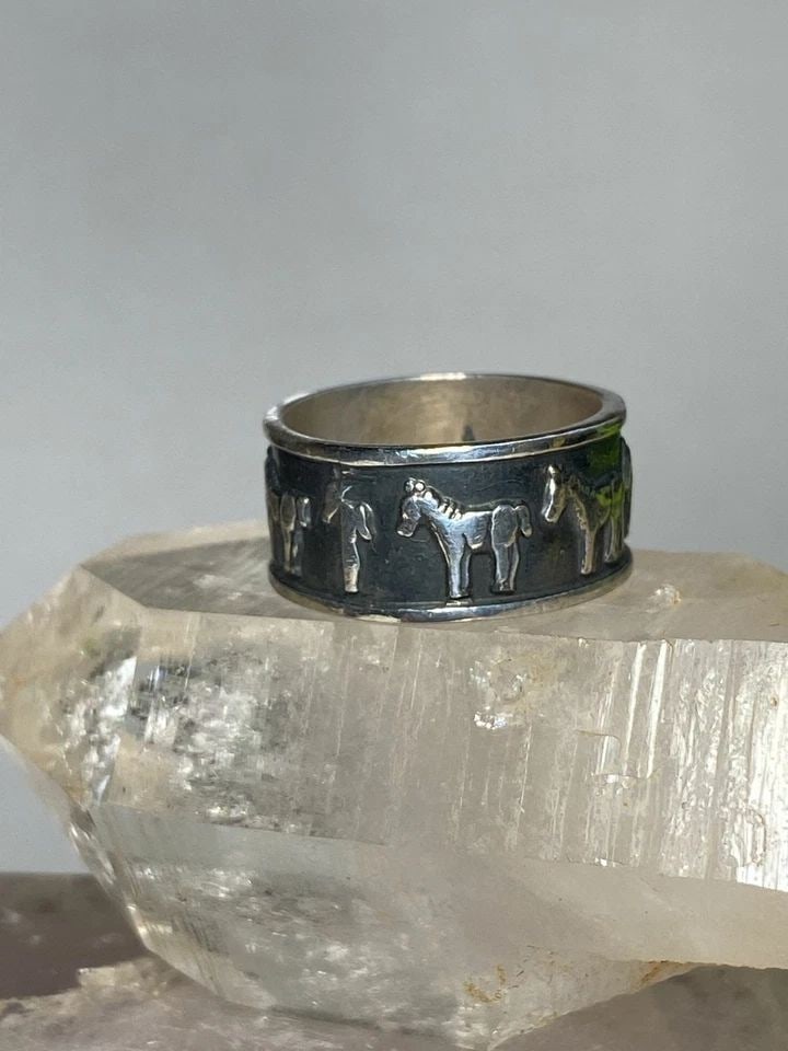 HORSE RING HORSES BAND COWGIRL STERLING SILVER WOMEN GIRLS MEN (1 of 2)