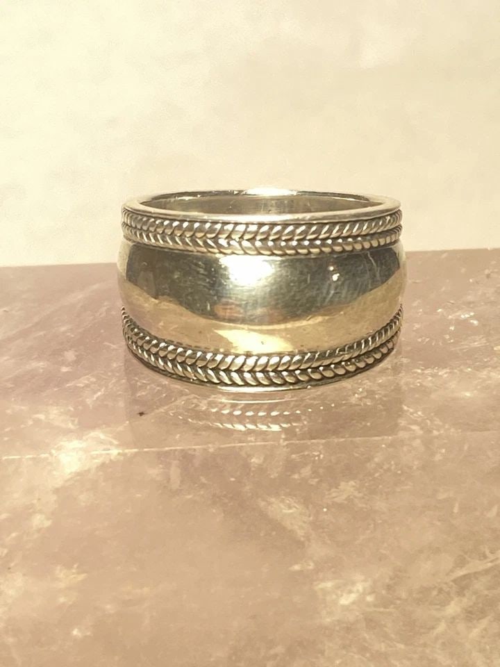 WIDE RING SIZE 6.75 CIGAR BAND STERLING SILVER WOMEN MEN (1 of 2)