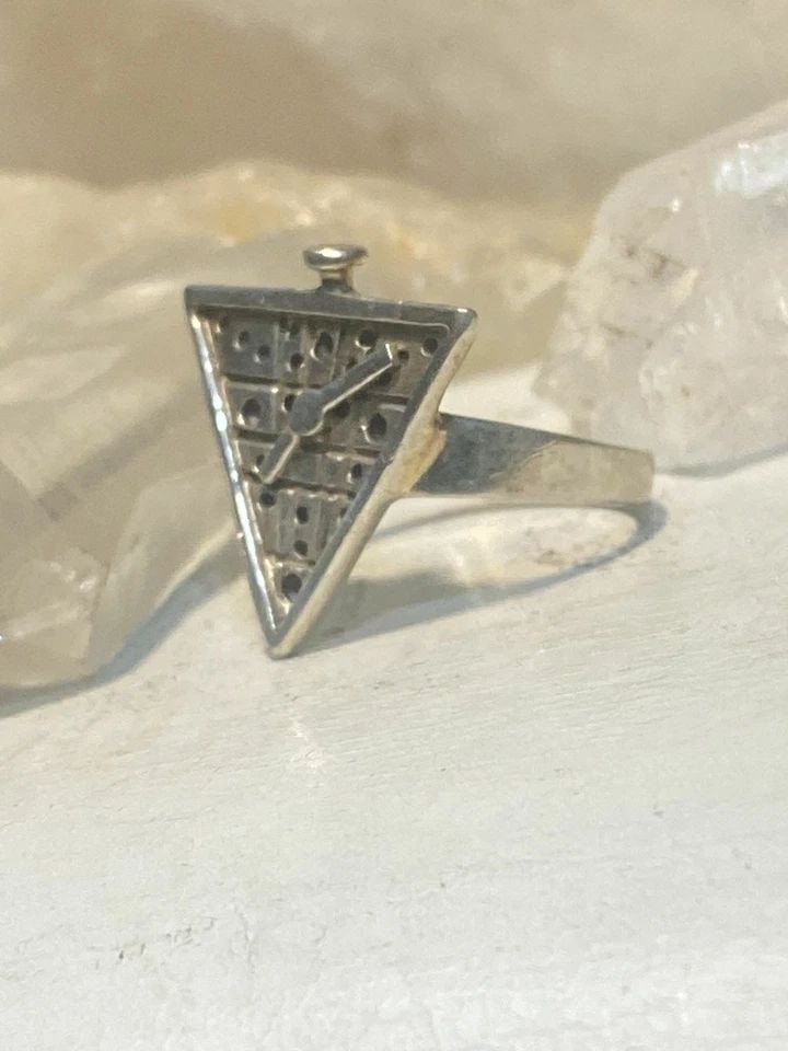 CLOCK RING SIZE 7 TIME STERLING SILVER WOMEN GIRLS (1 of 2)