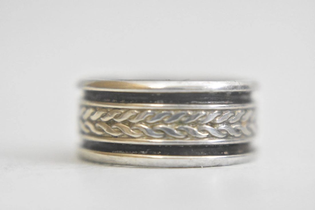 ROPE RING TWISTED ROPE BAND PINKY STERLING SILVER WOMEN GIRLS BOYS SIZE 6.25 (1 of 1)