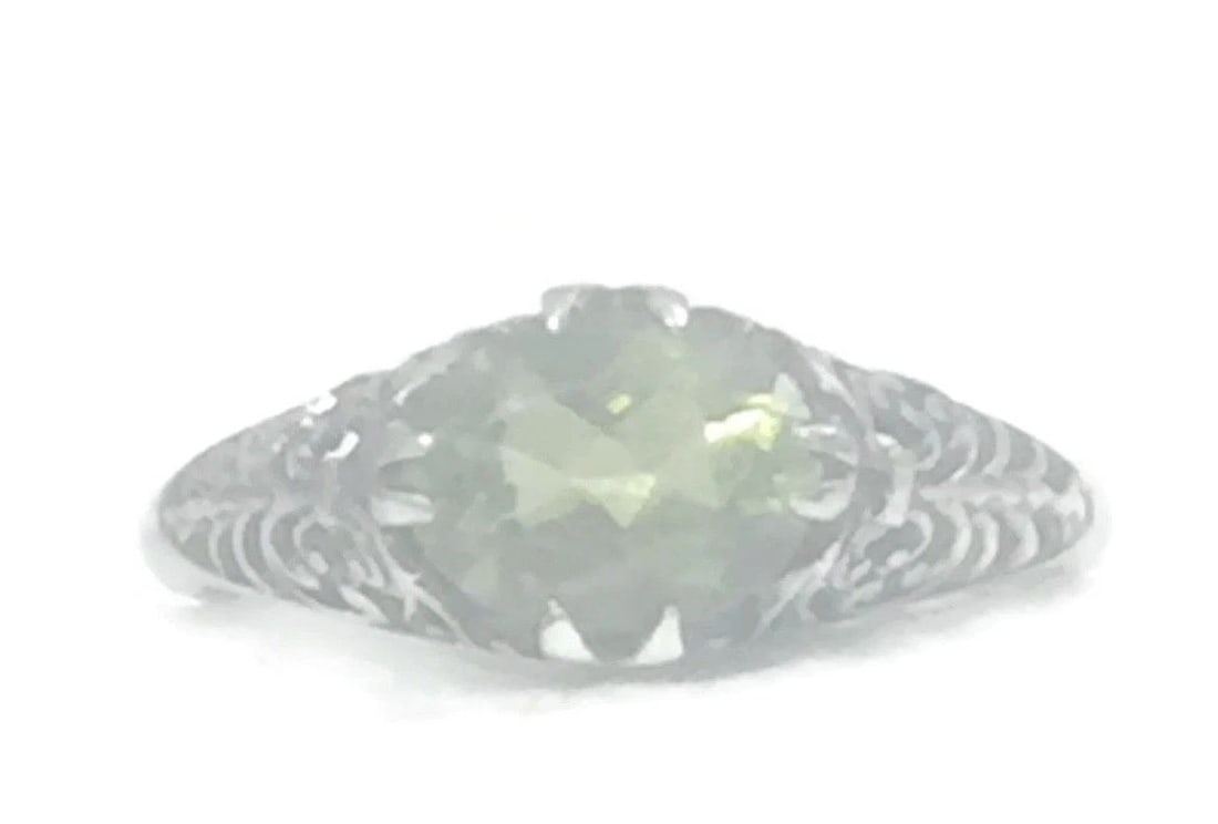 VINTAGE GREEN SOLITAIRE FILIGREE FLORAL STERLING SILVER BOHO RING SIZE 6.50 (1 of 1)