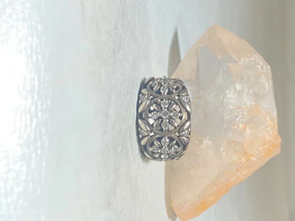 FLORAL RING COCKTAIL STERLING SILVER WOMEN MEN (1 of 2)