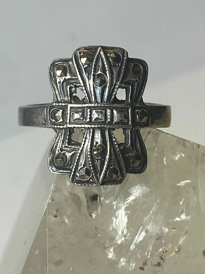 MARCASITE RING BAND STERLING SILVER ART DECO STYLE WOMEN GIRLS (1 of 2)