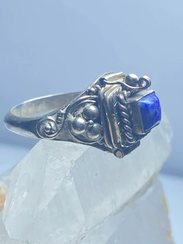POISON RING BLUE LAPIS STERLING SILVER WOMEN GIRLS (1 of 2)
