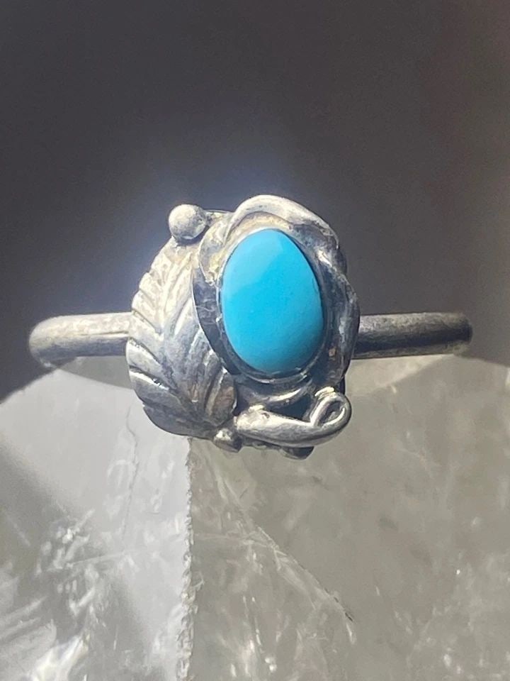 TURQUOISE RING SOUTHWEST PINKY STERLING SILVER WOMEN GIRL GG (1 of 2)