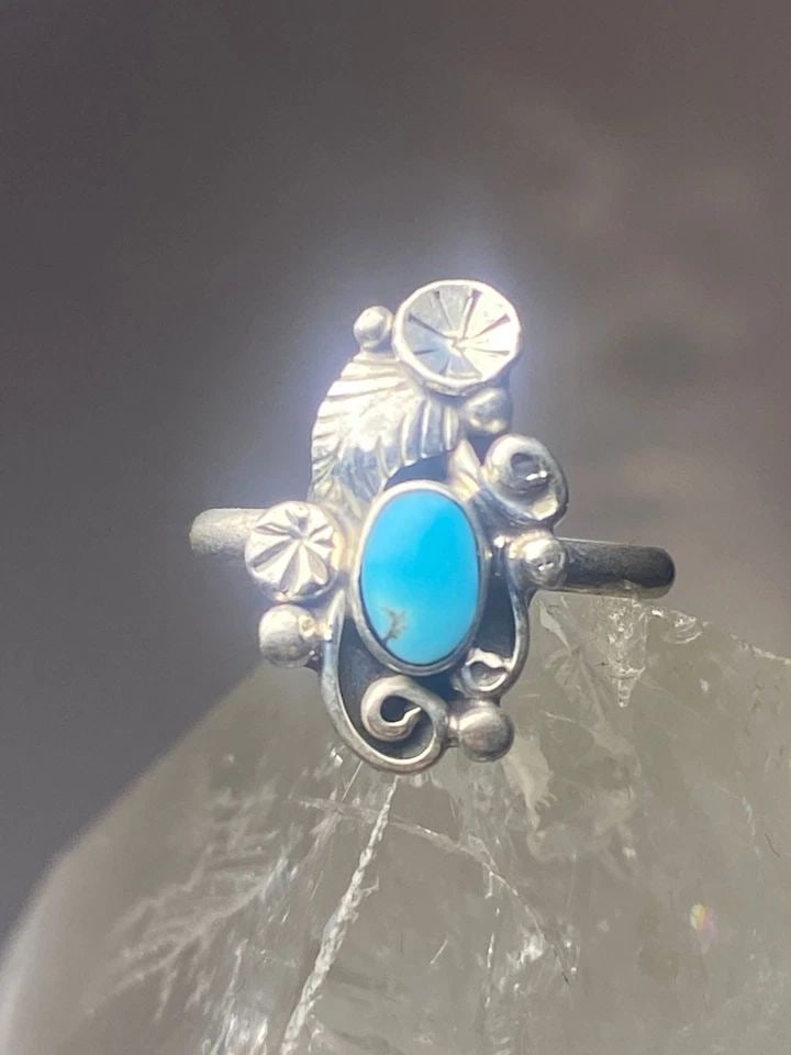 TURQUOISE RING SOUTHWEST PINKY STERLING SILVER WOMEN GIRL II (1 of 2)