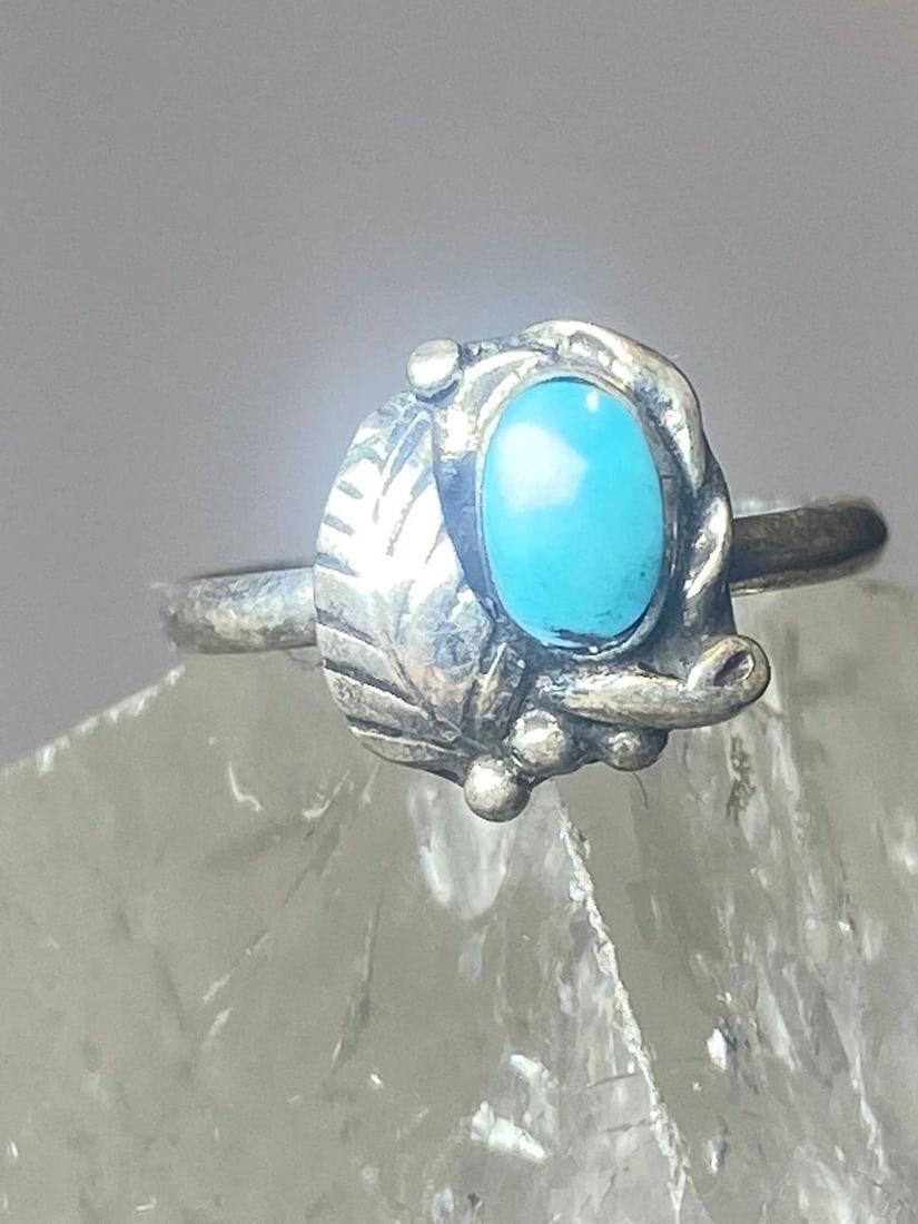 TURQUOISE RING SOUTHWEST PINKY STERLING SILVER WOMEN GIRL KK (1 of 1)