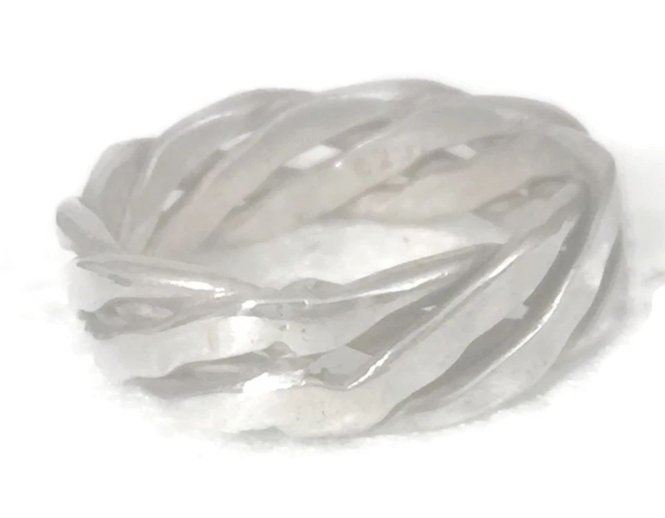 FLAT ROPE BAND THUMB BIKER RING VINTAGE STERLING SILVER MEN WOMEN SIZE 8.50 (1 of 2)
