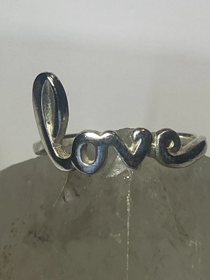 LOVE RING FRIENDSHIP WORD HEART VALENTINE PINKY BAND STERLING SILVER WOMEN GIRL (1 of 2)
