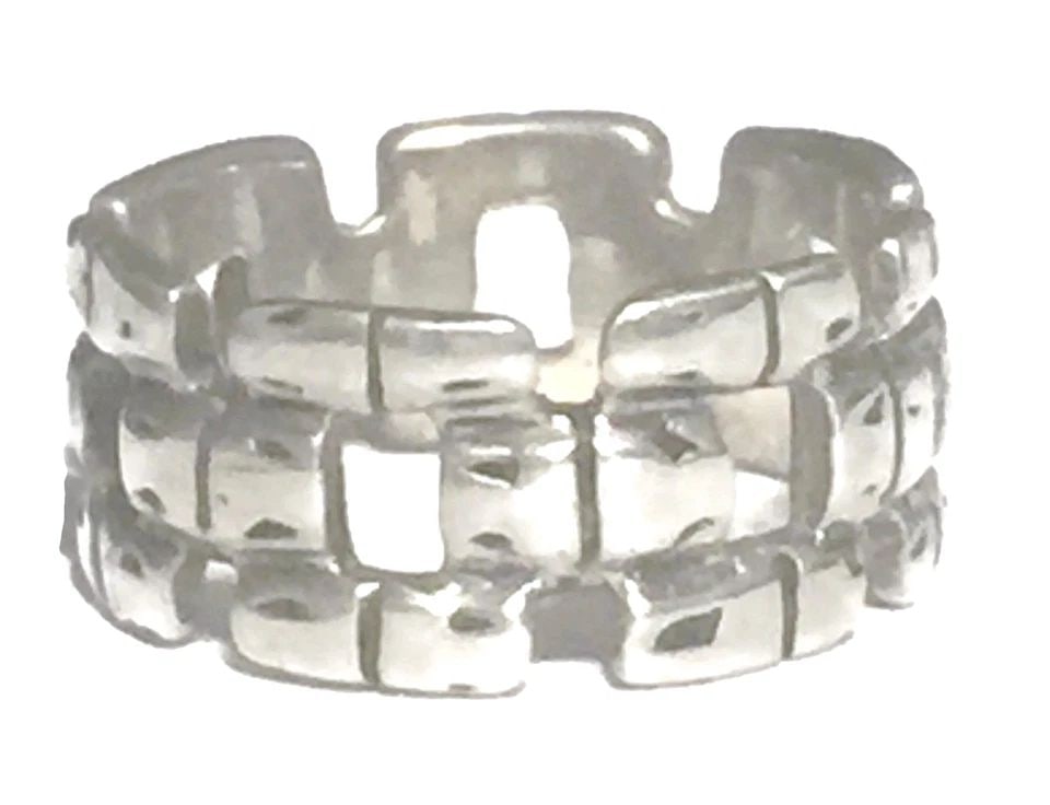 VINTAGE CHAIN BAND STERLING SILVER SOUTHWEST RING BOHO SIZE 5.75 WOMEN BIKER (1 of 2)
