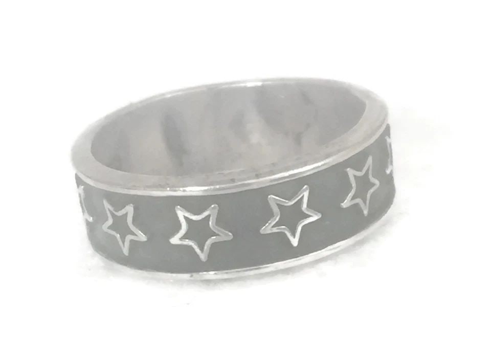 MEN STAR BAND THUMB RING CELESTIAL VINTAGE STERLING SILVER WOMEN SIZE 11.25 (1 of 2)