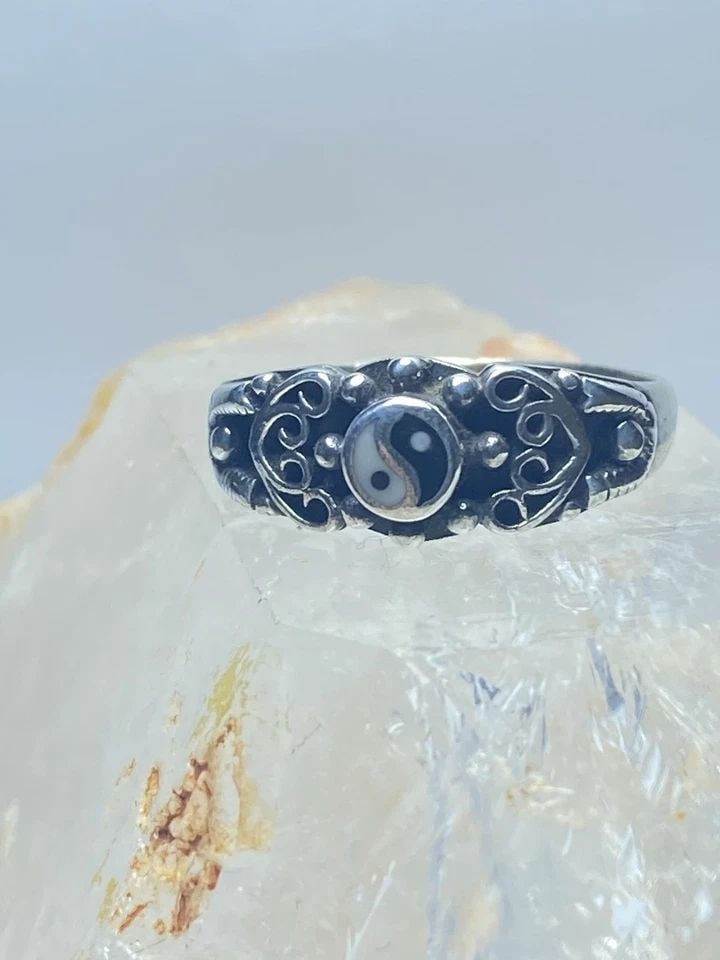 YIN YANG RING FILIGREE BAND STERLING SILVER WOMEN (1 of 1)