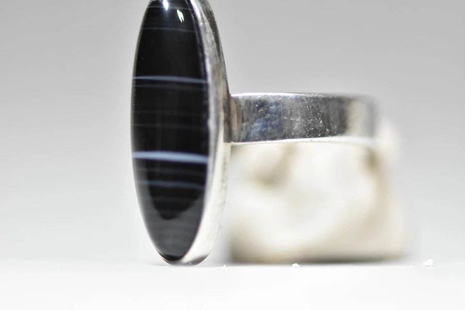 LONG AGATE RING SOUTHWEST STERLING SILVER WOMEN (1 of 1)