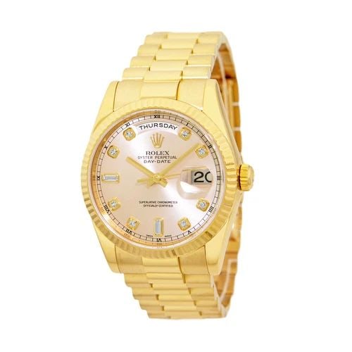 ROLEX 18K YELLOW GOLD 36MM DAY DATE PRESIDENT 118238 FACTORY DIAMONDBOXWARRANTY: ROLEX 18K YELLOW GOLD 36MM DAY DATE PRESIDENT 118238 BOX WARRANTY ROLEX 18K Yellow Gold 36mm Day Date President 118238 Box Warranty MINTY Pre-Owned Gent's 18K Yellow Gold 36mm Rolex Day-Date "Presiden