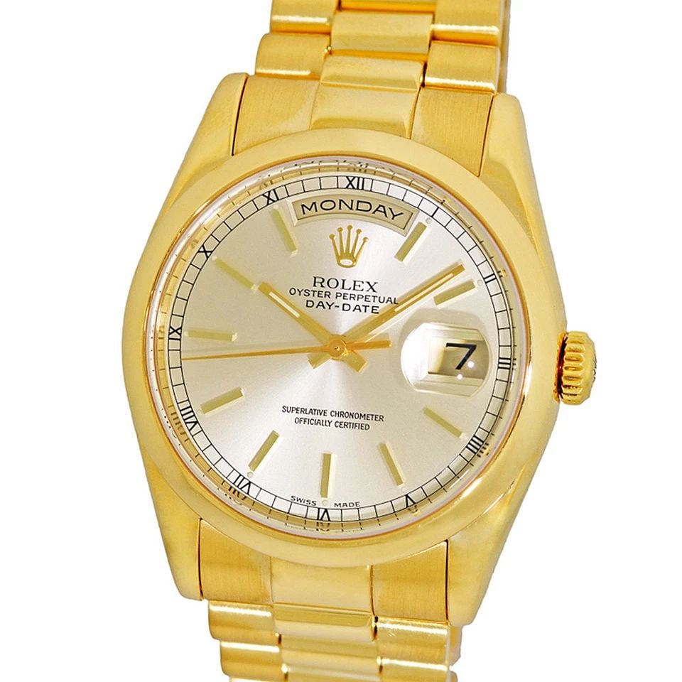 ROLEX 36MM 18K YELLOW GOLD DAY DATE PRESIDENT 118208 118238 WARRANTY 2001 MINTY: ROLEX 36MM 18K YELLOW GOLD DAY DATE PRESIDENT 118208 118238 WARRANTY 2001 MINTY ROLEX 36mm 18K Yellow Gold Day Date President 118208 118238 Warranty 2001 MINTY New Style Gent's 18K Yellow Gold Rolex "
