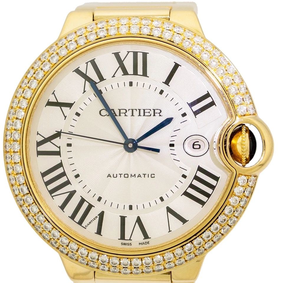 CARTIER LARGE 18K YELLOW GOLD 42MM DIAMOND BALLON BLEU WE9007Z3 BOX WARRANTY: CARTIER LARGE 18K YELLOW GOLD 42MM DIAMOND BALLON BLEU WE9007Z3 BOX WARRANTY BRAND: Cartier Model: Ballon Bleu de Cartier Reference No: WE9007Z3 - 2998 Gender: Gent's Movement: Handmade Swiss Automati