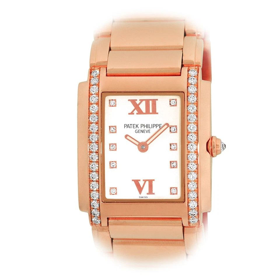 PATEK PHILIPPE 18K ROSE GOLD 25MM DIAMOND TWENTY FOUR 4910/11R BOX WARRANTY (1 of 1)