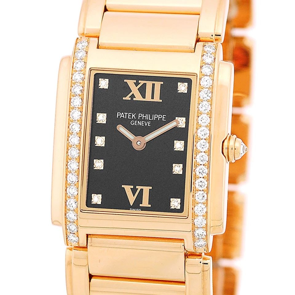 PATEK PHILIPPE 18K ROSE PINK GOLD 24 DIAMOND TWENTY 4 # 4910 11R BOX WARRANTY (1 of 2)