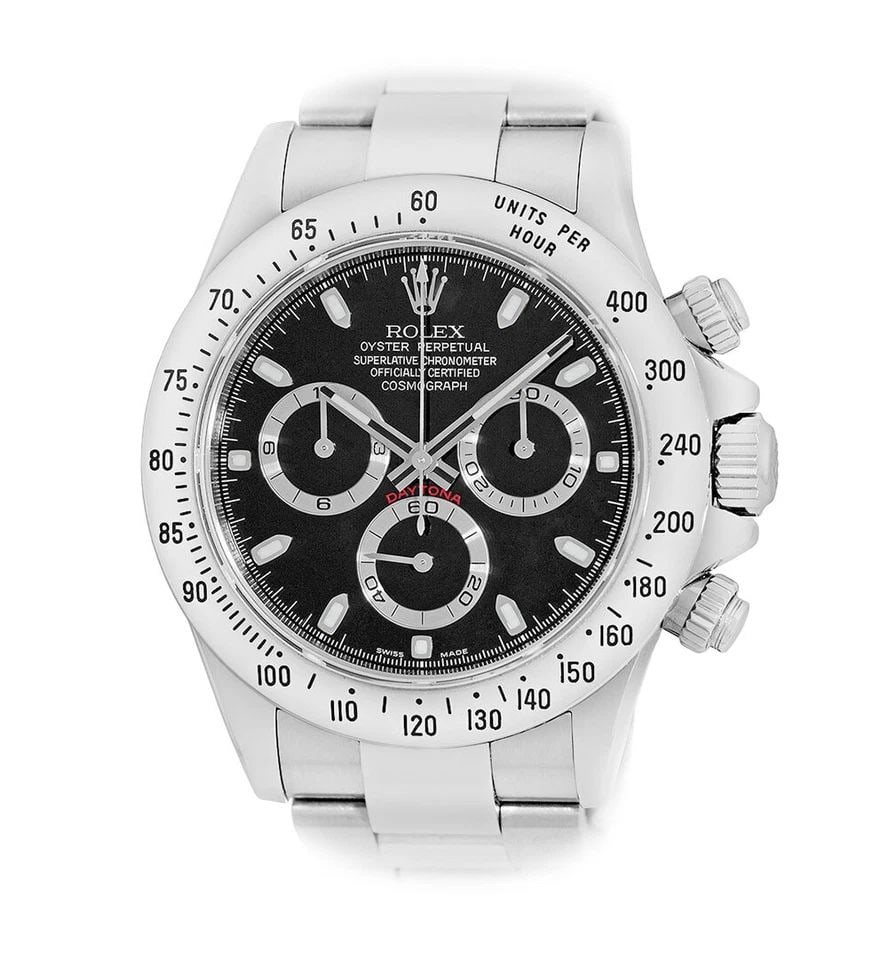 ROLEX STAINLESS STEEL 40MM DAYTONA COSMOGRAPH BLACK 116520 BOX WARRANTY 2015: ROLEX STAINLESS STEEL 40MM DAYTONA COSMOGRAPH BLACK 116520 BOX WARRANTY 2015 Pre-Owned ROLEX Stainless Steel 40mm Daytona Cosmograph 116520 Warranty Box Pre-Owned Gent's Stainless Steel 40mm Rolex "Da