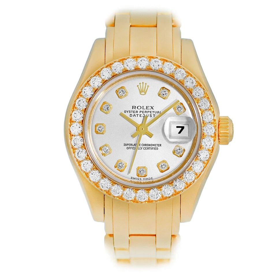 ROLEX 18K YELLOW GOLD 29MM MASTERPIECE 80298 DIAMONDS BOX WARRANTY MINTY: ROLEX 18K YELLOW GOLD 29MM MASTERPIECE 80298 DIAMONDS BOX WARRANTY MINTY ROLEX 18K Yellow Gold Masterpiece 80298 Factory Diamonds Box MINTY Pre-Owned Lady's 18K Yellow Gold 29mm Rolex Diamond "Masterp
