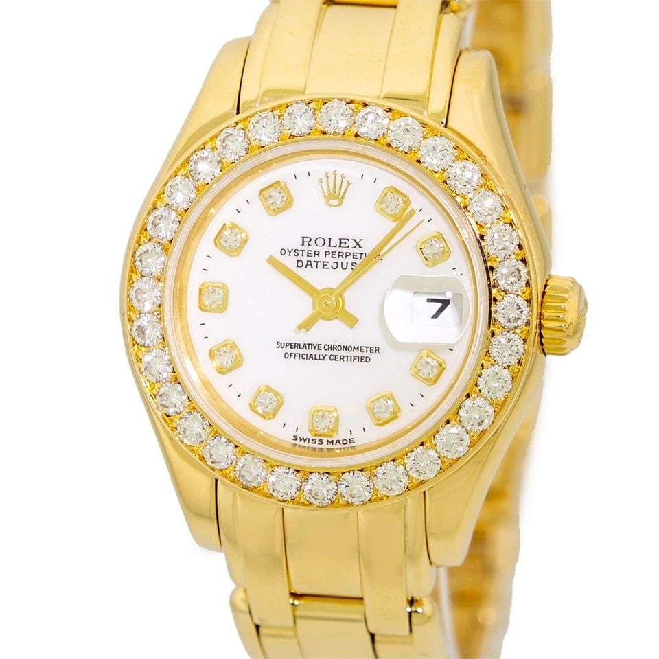 ROLEX 18K YELLOW GOLD MASTERPIECE PEARLMASTER FACTORY DIAMOND 69298 BOX MINTY (1 of 2)