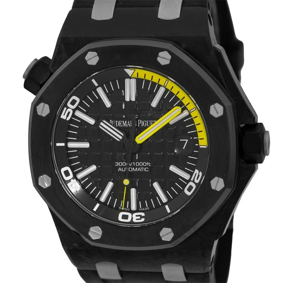AUDEMARS PIGUET BLACK CARBON ROYAL OAK OFFSHORE DIVER BOX WARRANTY 15706AU MINTY (1 of 1)