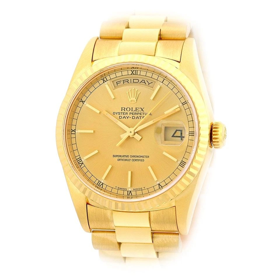 ROLEX 18K YELLOW GOLD 36MM DAY-DATE PRESIDENT 18238 BOX WARRANTY (1 of 2)