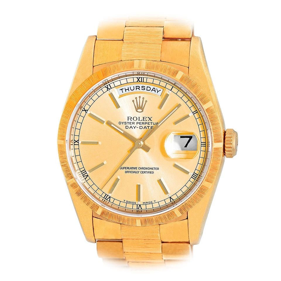 ROLEX 18K YELLOW GOLD 36MM BARK FINISH DAY-DATE PRESIDENT 18248 BOX WARRANTY (1 of 2)