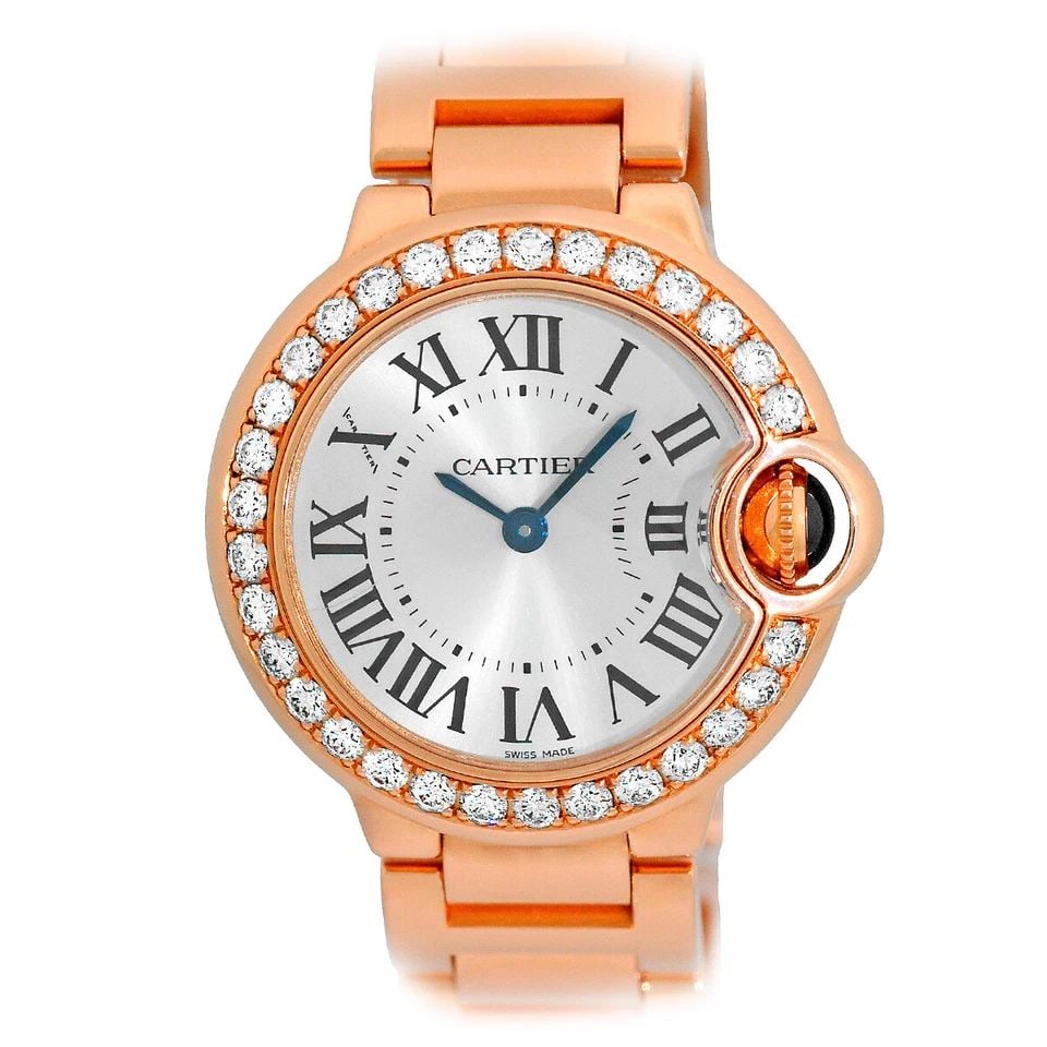 CARTIER LADY 18K ROSE 28MM GOLD DIAMOND BALLON BLEU WE9002Z3 BOX WARRANTY MINTY (1 of 2)