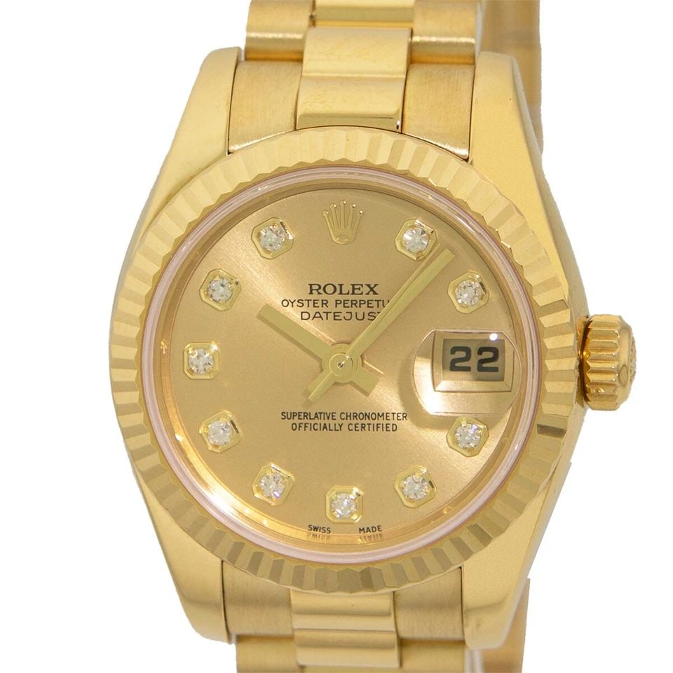 ROLEX 18K YELLOW GOLD 26MM FACTORY DIAMOND PRESIDENT 179178 BOX WARRANTY (1 of 2)