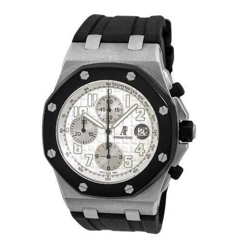 AUDEMARS PIGUET STEEL ROYAL OAK OFFSHORE RUBBERCLAD CHRONOGRAPH BOXWARANTY 25940: AUDEMARS PIGUET STEEL ROYAL OAK OFFSHORE RUBBERCLAD CHRONOGRAPH BOXWARANTY 25940 AUDEMARS PIGUET Stainless Steel "Royal Oak Offshore" RubberClad Chronograph Strapwatch Box Warranty Gent's Stainless St