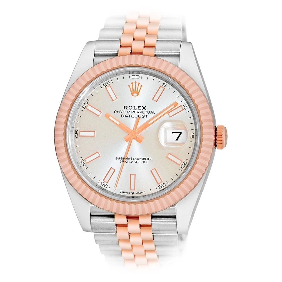 ROLEX STEEL & 18K ROSE GOLD 41MM ROLEX DATEJUST 126331 WARRANTY BOX 2023: ROLEX STEEL & 18K ROSE GOLD 41MM ROLEX DATEJUST 126331 WARRANTY BOX 2023 BRAND: Rolex Model: Datejust 41 Reference No: 126331 Gender: Gent’s Movement: Handmade Swiss Chronometer Certified(COSC) Auto