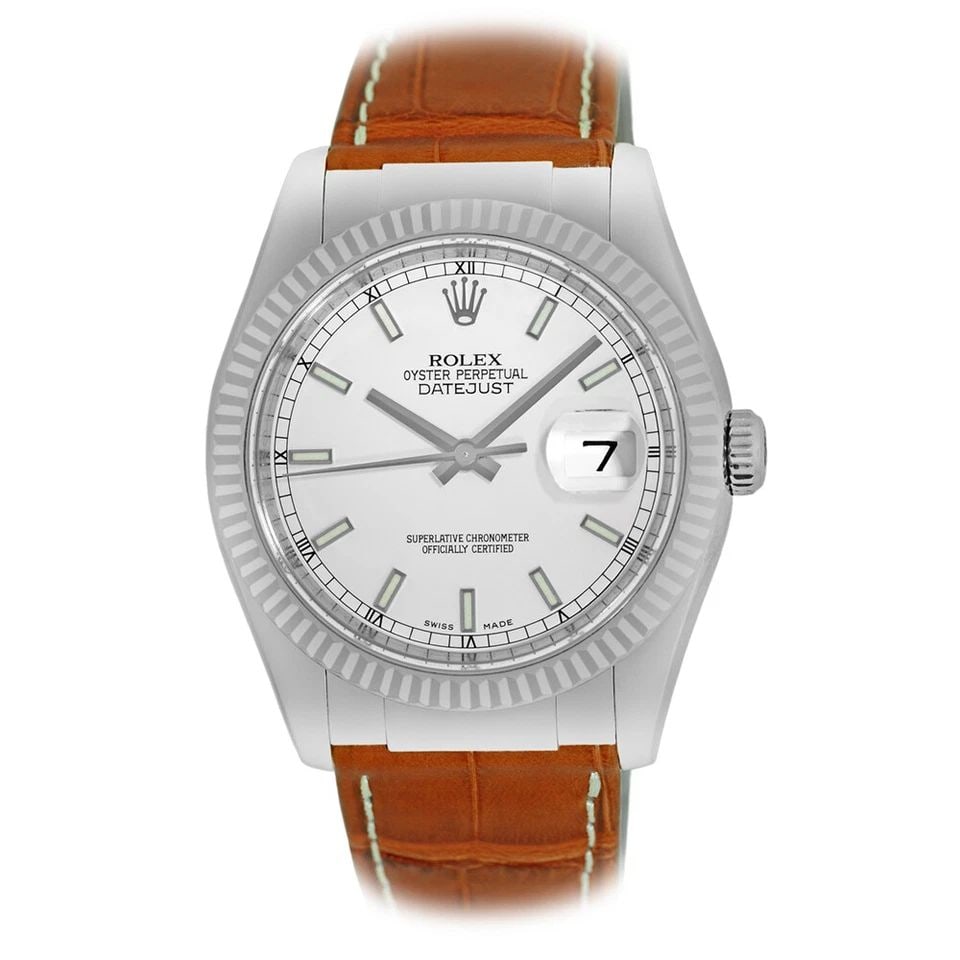 ROLEX 18K WHITE GOLD 36MM DATEJUST WARRANTY BOX 116139 (1 of 2)