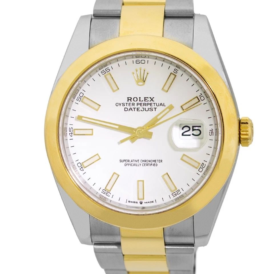 ROLEX STAINLESS STEEL & 18K YELLOW GOLD 41MM ROLEX "DATEJUST 41" BOX WARRANTY: ROLEX STAINLESS STEEL & 18K YELLOW GOLD 41MM ROLEX "DATEJUST 41" BOX WARRANTY ROLEX Stainless Steel & 18K Yellow Gold 41mm Rolex "Datejust 41" Box Warranty Certified Pre-Owned Gent's Stainless Steel &