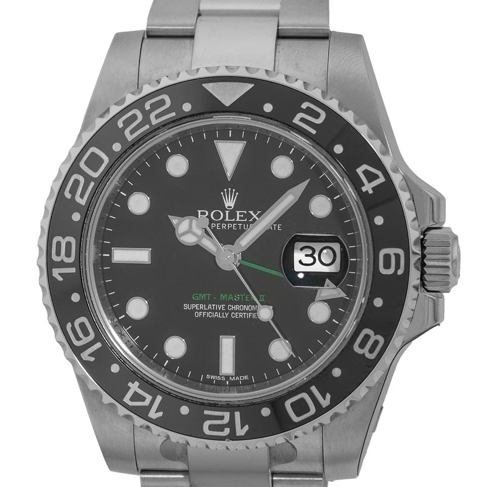 ROLEX STAINLESS STEEL 40MM GMT MASTER II CERAMIC 116710 BOX WARRANTY 2010 MINTY (1 of 2)