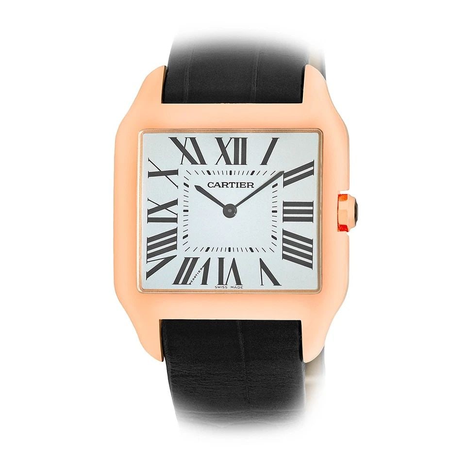 CARTIER LARGE 18K ROSE GOLD 35MM SANTOS DUMONT W2006951-2650 BOX WARRANTY: CARTIER Large 18K Rose Gold 35mm Santos Dumont W2006951-2650 Box Warranty Gent's 18K Rose Gold 35mm Cartier "Santos Dumont" Item #: CDC072532 BRAND Cartier Model: Santos Dumont Reference No: W2006951 