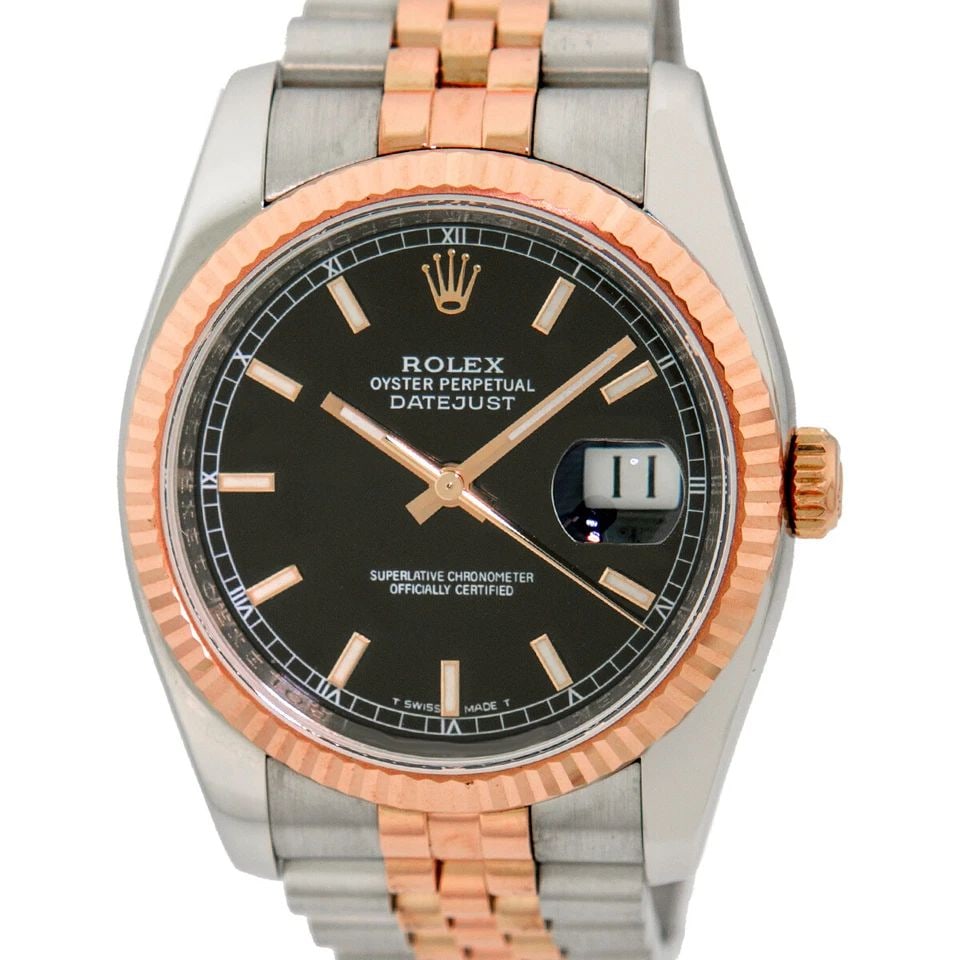 ROLEX STAINLESS STEEL & 18K ROSE GOLD 36MM DATEJUST 116231 BOX WARRANTY MINTY: ROLEX STAINLESS STEEL & 18K ROSE GOLD 36MM DATEJUST 116231 BOX WARRANTY MINTY ROLEX Stainless Steel & 18K Rose Gold 36mm "Datejust" BOX Warranty Gent's Stainless Steel & 18K Rose Gold 36mm Rolex "Date