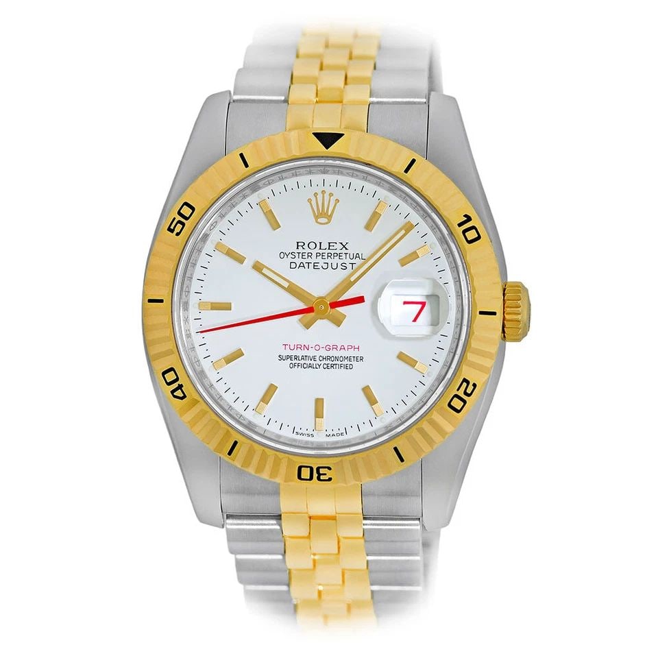 ROLEX STAINLESS STEEL & 18K YELLOW GOLD 36MM DATEJUST TURN-O-GRAPH 116263 BOX (1 of 2)