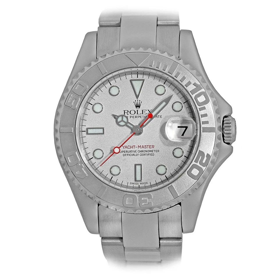ROLEX STAINLESS STEEL & PLATINUM 35MM YACHT-MASTER 168622 WARRANTY BOX MINTY: ROLEX STAINLESS STEEL & PLATINUM 35MM YACHT MASTER 168622 WARRANTY BOX MINTY ROLEX Stainless Steel & Platinum 35mm Yacht-Master 168622 MINTY Warranty Box Pre-Owned Gent's Stainless Steel & Platinum 35