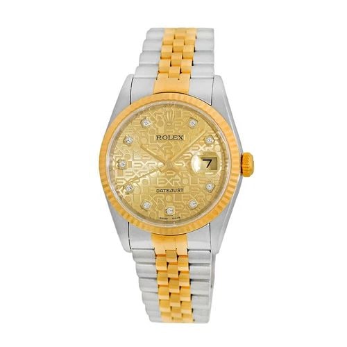 ROLEX STAINLESS STEEL & 18K YELLOW GOLD DATEJUST 16233 BOX WARRANTY MINTY: ROLEX STAINLESS STEEL & 18K YELLOW GOLD DATEJUST 16233 BOX WARRANTY MINTY BRAND: Rolex Model: Datejust Reference No: 16233 Gender: Gent’s Movement: Handmade Swiss Chronometer Certified (COSC) Automa