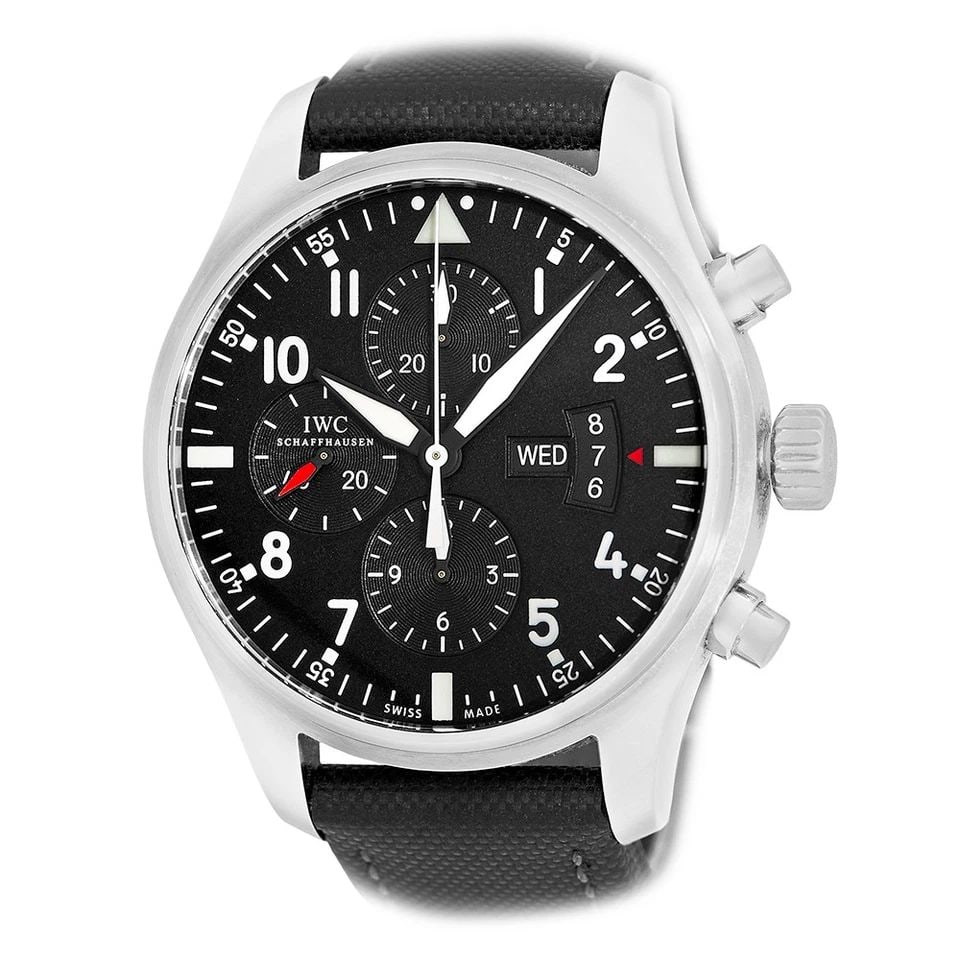 IWC STAINLESS STEEL 43MM PILOT AUTOMATIC CHRONOGRAPH IW3777-01 WARRANTY 2013 (1 of 1)