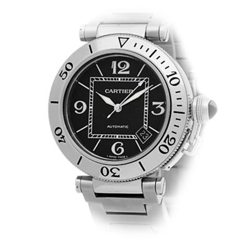 CARTIER STAINLESS STEEL 40.5MM PASHA DE CARTIER SEATIMER W31080M7 BOX WARRANTY (1 of 2)