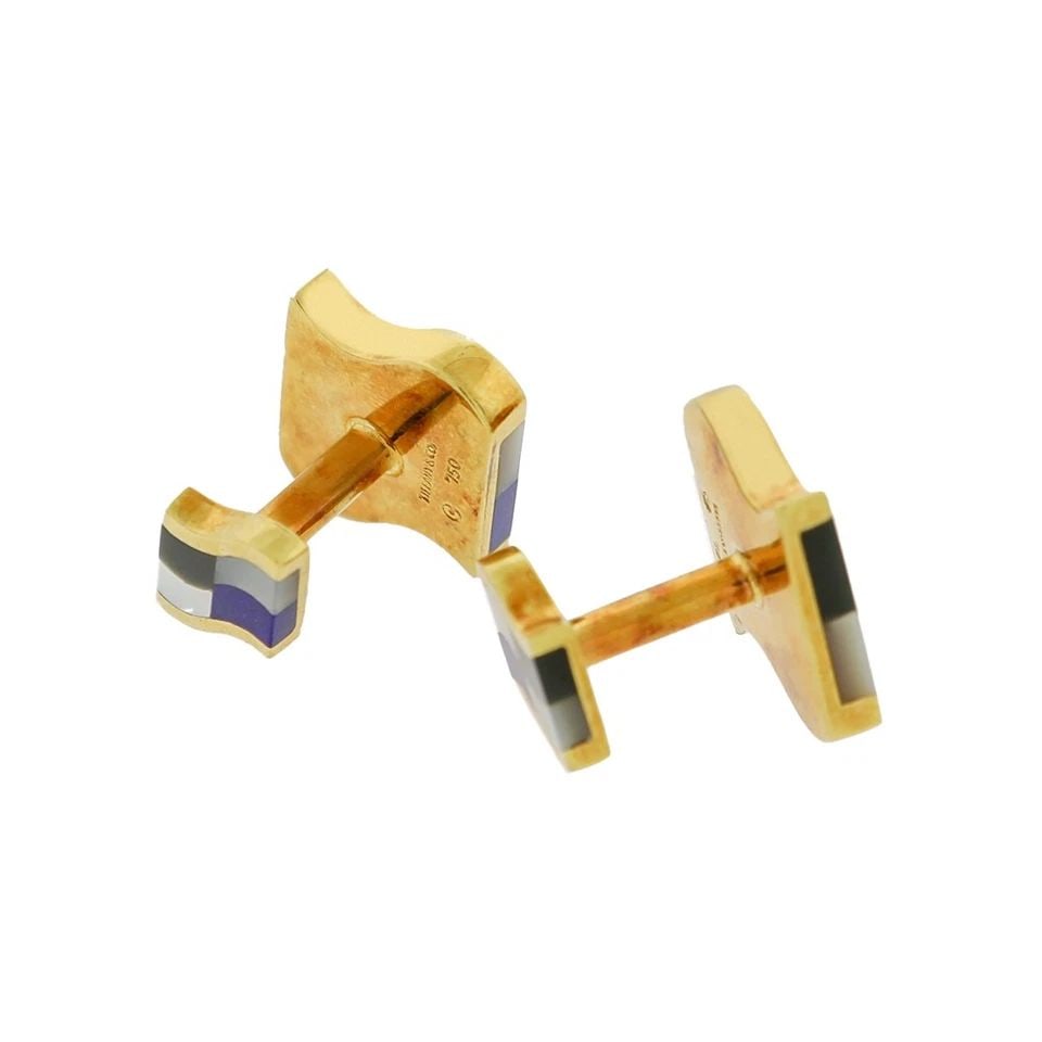 TIFFANY 18K YELLOW GOLD TIFFANY & CO. LAPIS, ONYX AND MOTHER OF PEARL CUFFLINKS: Gent's 18K Yellow Gold Tiffany & Co. Lapis, Onyx and Mother of Pearl Cufflinks Gent's 18K Yellow Gold Tiffany & Co. Lapis, Onyx and Mother of Pearl Cufflinks Item #: CT43445 BRAND Tiffany & Co.