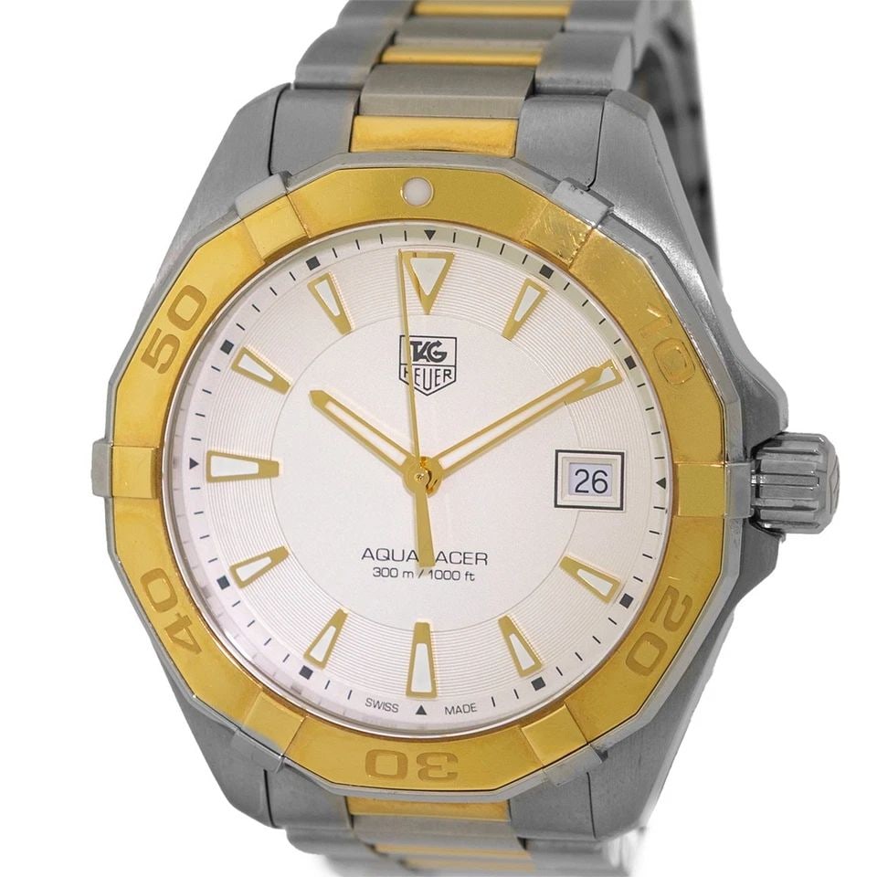 TAG HEUER STAINLESS STEEL 18K YELLOW GOLD AQUARACER DIVER WAY1151.BD0912 BOX (1 of 2)